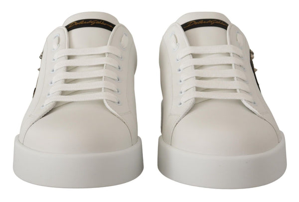 Dolce & Gabbana White Leather #dgfamily Casual Sneakers Shoes