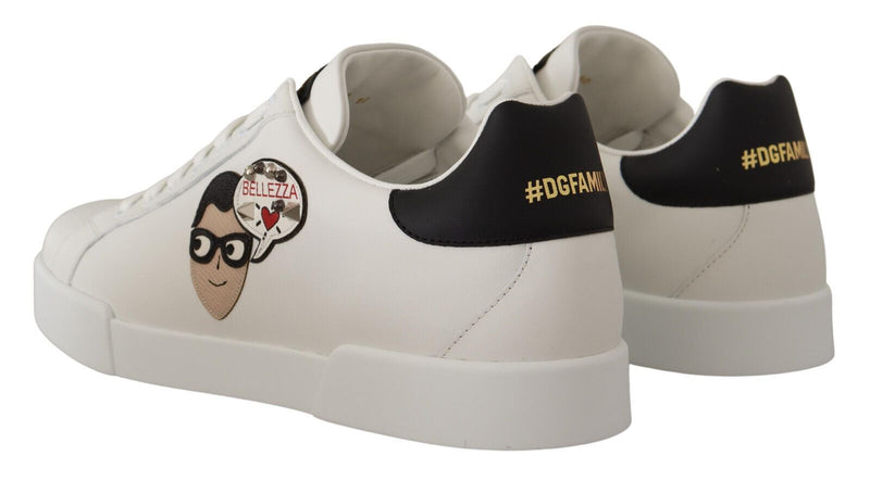 Dolce & Gabbana White Leather #dgfamily Casual Sneakers Shoes