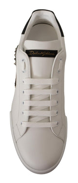 Dolce & Gabbana White Leather #dgfamily Casual Sneakers Shoes