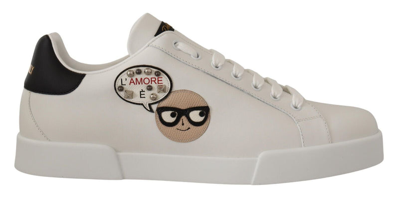 Dolce & Gabbana White Leather #dgfamily Casual Sneakers Shoes